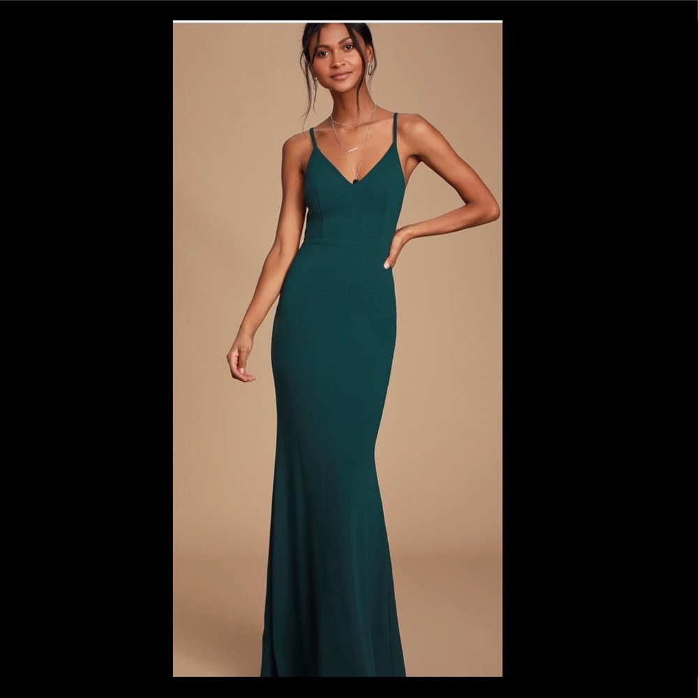 lulus dark green formal dress! brand new!
